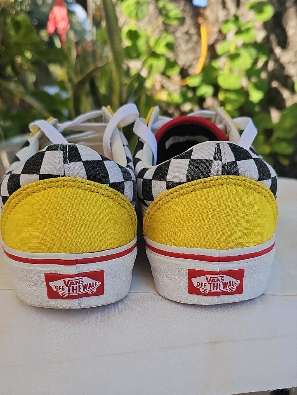 Vans Womens Checkerboard Low Top Sneakers - Yellow/Black/White - Picture 8 of 13